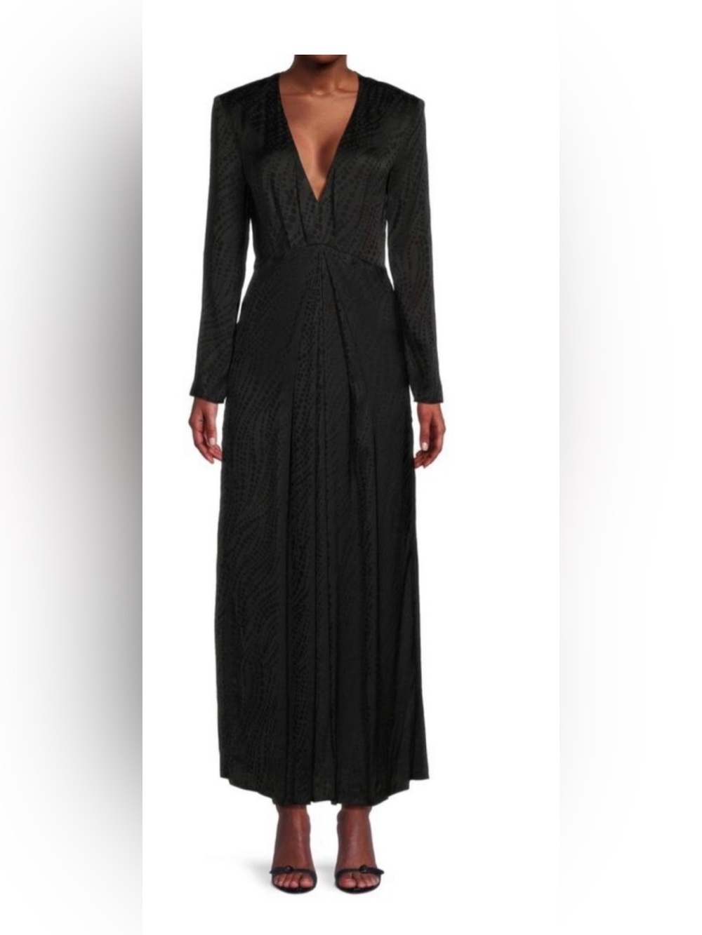 The Kooples Paris Black Silk Jacquard Maxi Dress Size 1 (XS/S) NWT